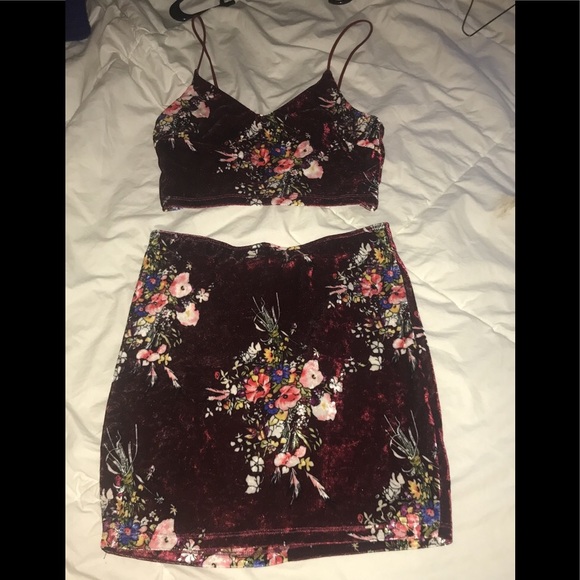 Tiger Mist Dresses & Skirts - Tiger mist skirt and crop set!! RED VELVET!!!!